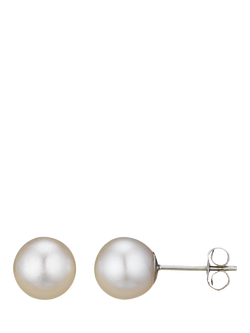 E.W Adams 18ct White Gold Round Pearl Stud Earrings, White, White
