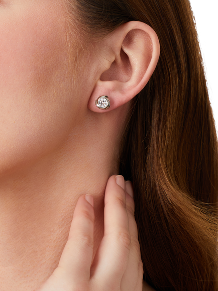 Jools by Jenny Brown Infinity Round Cubic Zirconia Stud Earrings, Silver - view 2, Silver