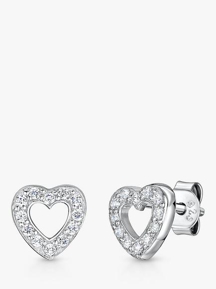 Jools by Jenny Brown Heart Stud Earrings, Silver
