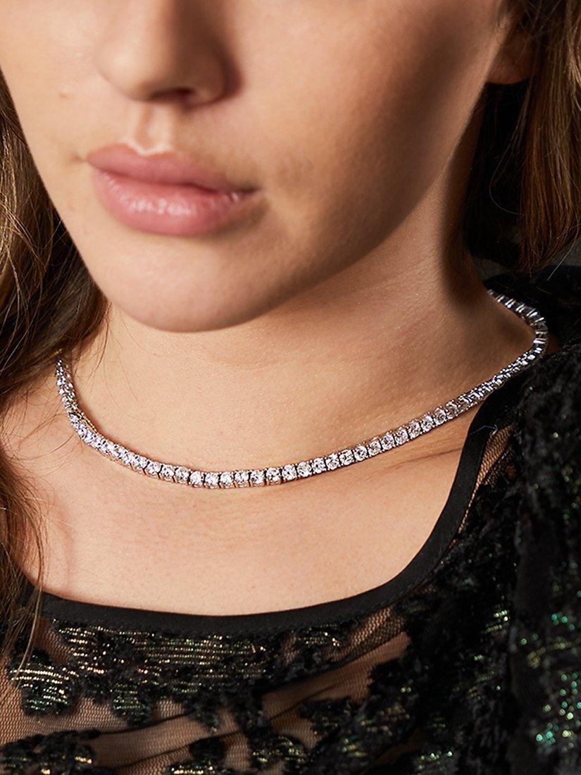 Product image 3 of 5, which shows Jools by Jenny Brown Brilliant Cut Cubic Zirconia Sterling Silver Tennis Necklace