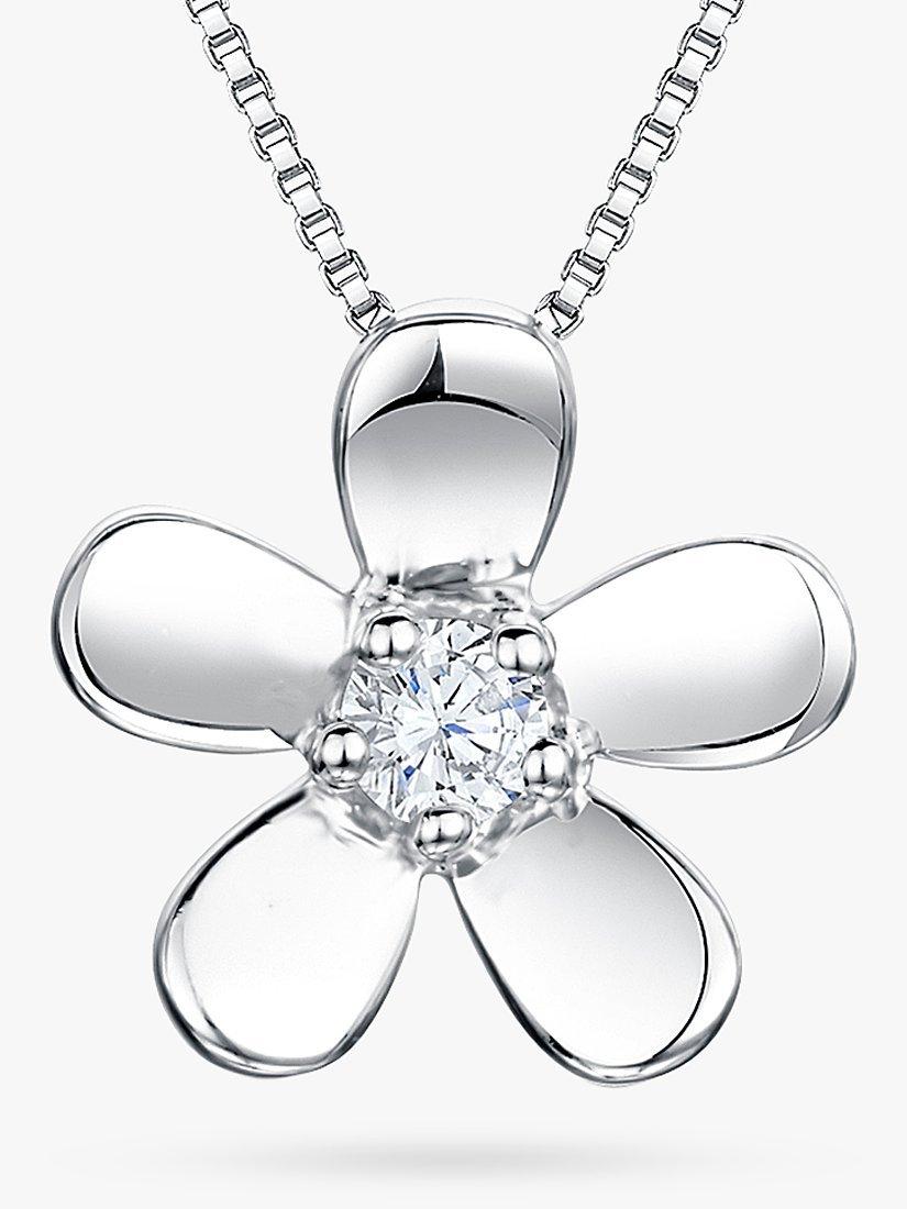 Product image 1 of 2, which shows Jools by Jenny Brown Cubic Zirconia Flower Pendant Necklace, Silver