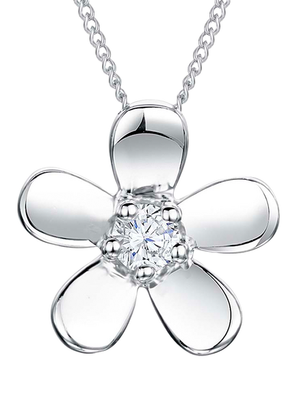 Jools by Jenny Brown Cubic Zirconia Flower Pendant Necklace, Silver