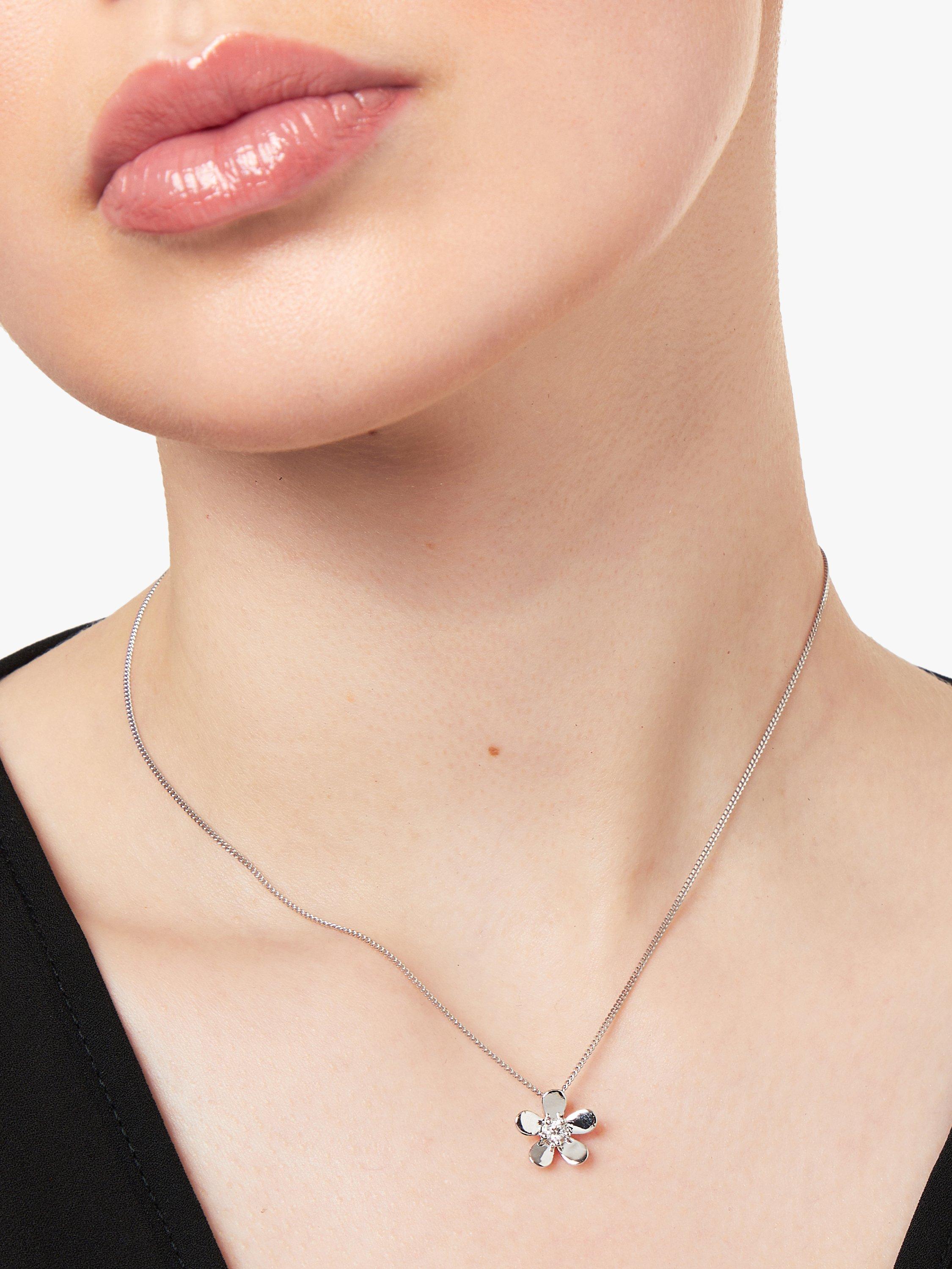 Product image 2 of 2, which shows Jools by Jenny Brown Cubic Zirconia Flower Pendant Necklace, Silver