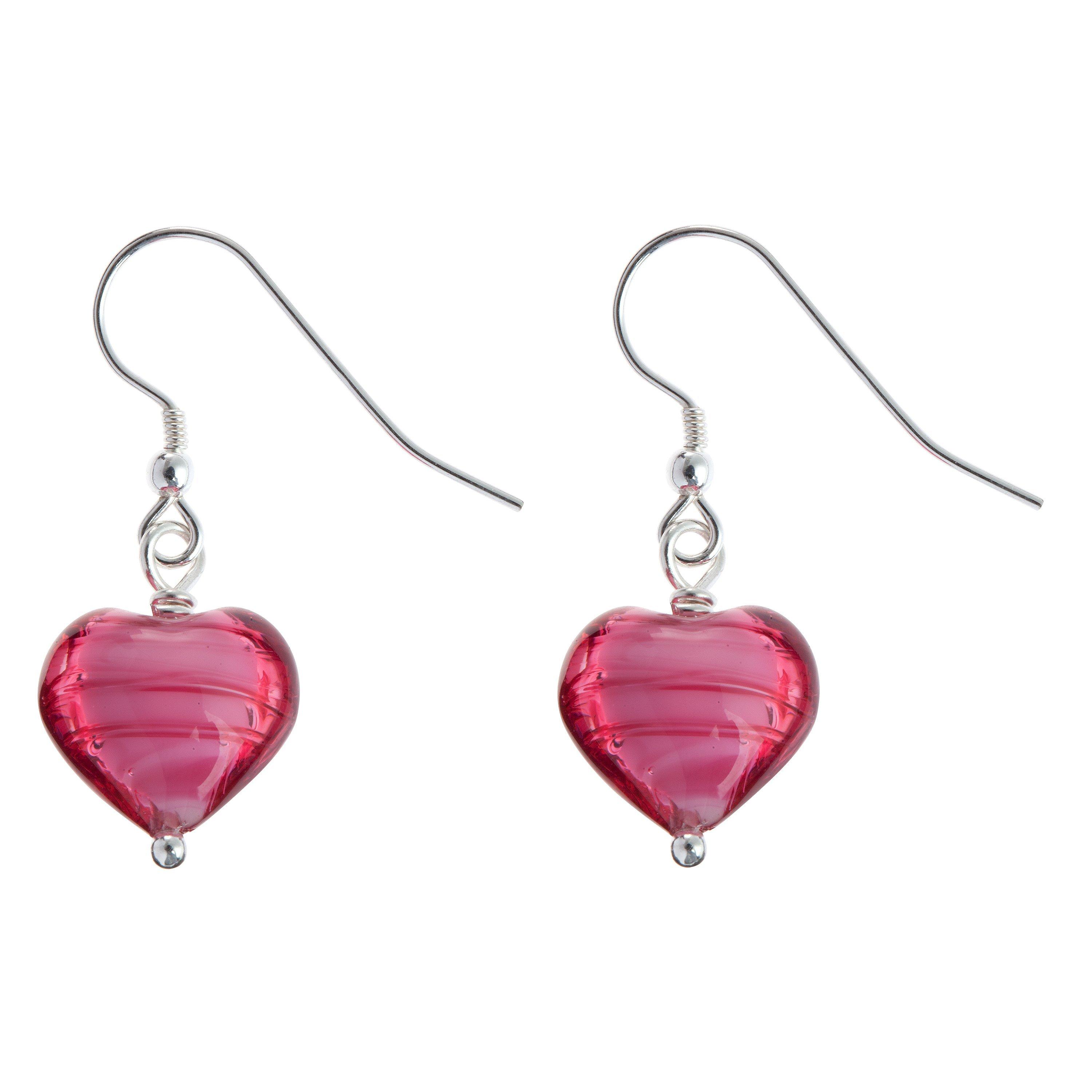 Martick Murano Glass Earrings, Raspberry