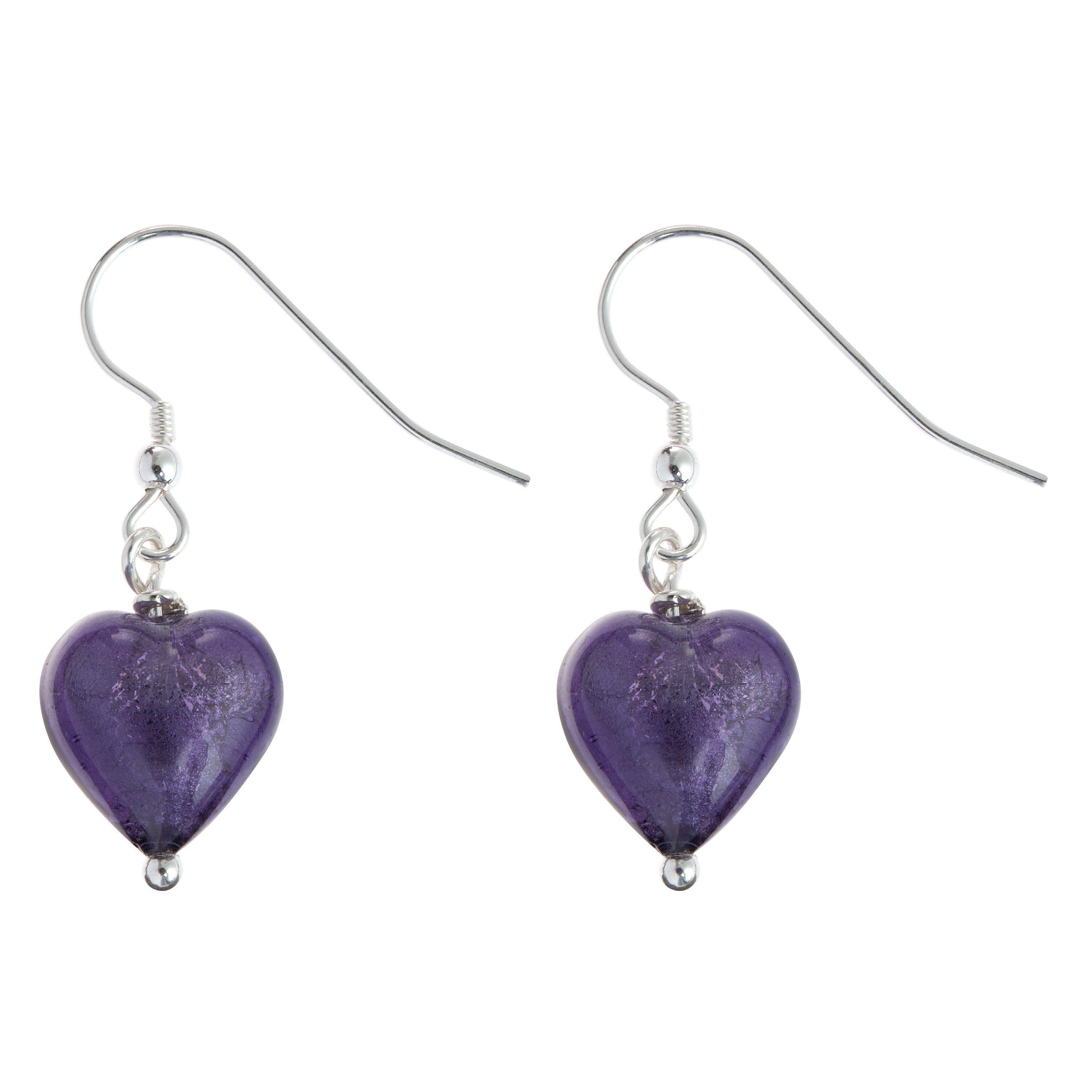 Martick Murano Glass Earrings, Plum