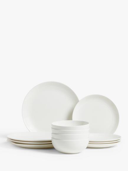 John Lewis Luna Fine China Dinnerware Set, Natural, 12 Piece - view 2, Natural