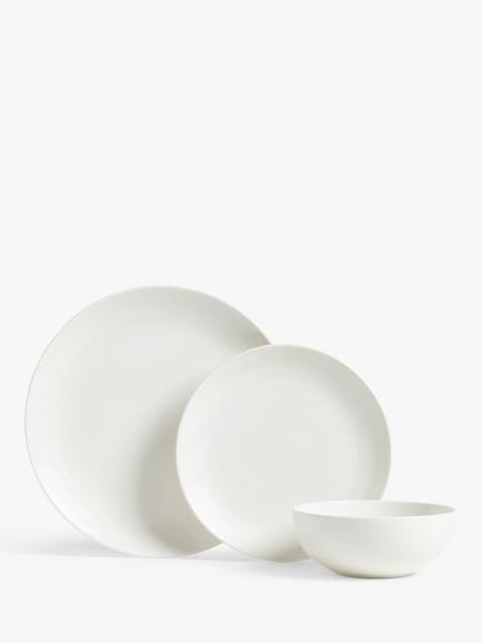 John Lewis Luna Fine China Dinnerware Set, Natural, 12 Piece, Natural