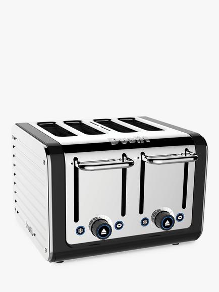Dualit Architect 4 Slice Toaster - view 2, Polished Steel / Black