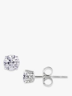 E.W Adams 18ct White Gold 0.80ct Diamond 4 Claw Stud Earrings, White Gold, White Gold