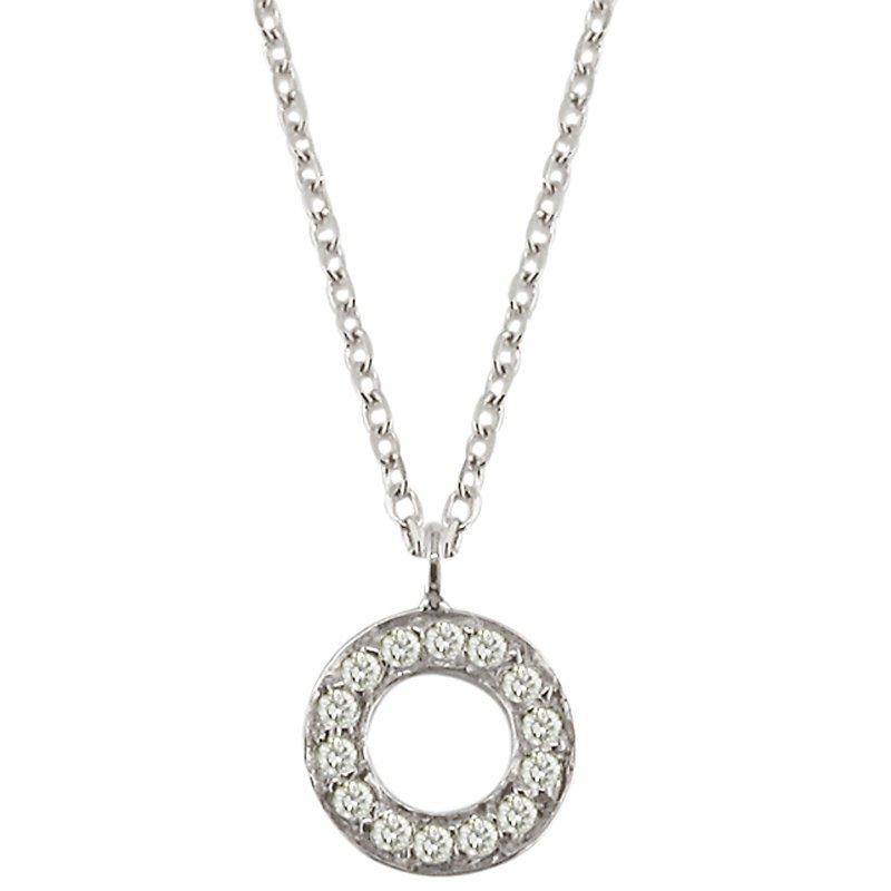 Product image 1 of 3, which shows London Road Meridian 9ct Gold Diamond Set Circle Pendant, White Gold