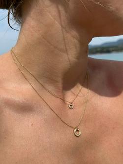 London Road Meridian 9ct Gold Diamond Set Circle Pendant - view 2, Yellow Gold