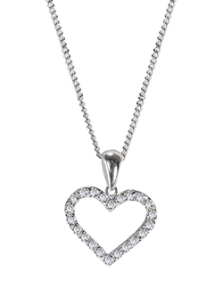 Nina B Sterling Silver Cubic Zirconia Heart Shaped Pendant Necklace, Silver