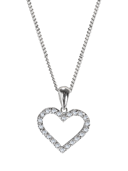 Nina B Sterling Silver Cubic Zirconia Heart Shaped Pendant Necklace, Silver