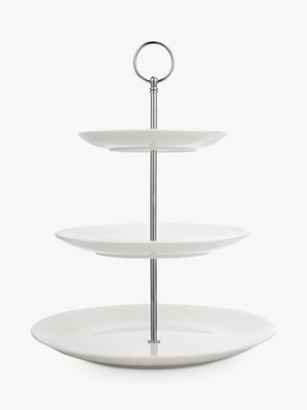 John Lewis Luna Fine China 3 Tier Cake Stand, Natural - view 2, Natural