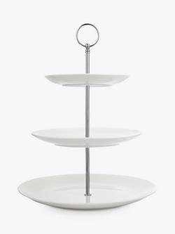 John Lewis Luna Fine China 3 Tier Cake Stand, Natural, Natural