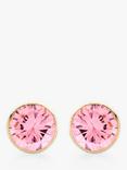 IBB 9ct Gold Round Cubic Zirconia Stud Earrings, Pink