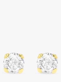 IBB 9ct Gold Round Cubic Zirconia Stud Earrings, Gold