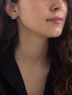 IBB 9ct Three Colour Gold Knot Stud Earrings, Multi - view 2, Multi