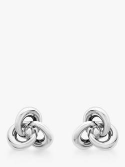 IBB 9ct White Gold Knot Stud Earrings, White, White