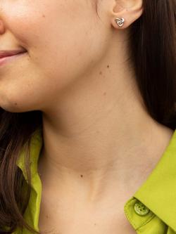 IBB 9ct White Gold Knot Stud Earrings, White - view 2, White