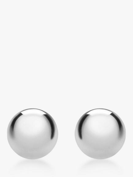 IBB 9ct White Gold Ball Stud Earrings, 9mm, White Gold, White Gold