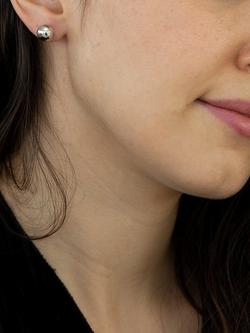 IBB 9ct White Gold Ball Stud Earrings, 9mm, White Gold - view 2, White Gold