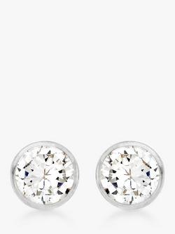 IBB 9ct White Gold Round Cubic Zirconia Stud Earrings, White Gold