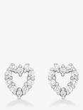 IBB 9ct White Gold Small Heart Stud Earrings, White Gold