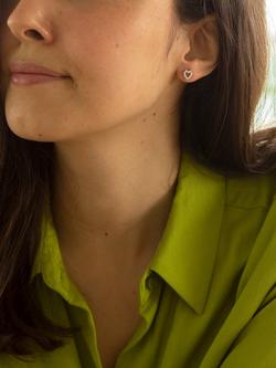 IBB 9ct White Gold Small Heart Stud Earrings, White Gold - view 2, White Gold