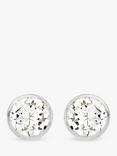 IBB 9ct White Gold Small Rubover Cubic Zirconia Stud Earrings, White Gold