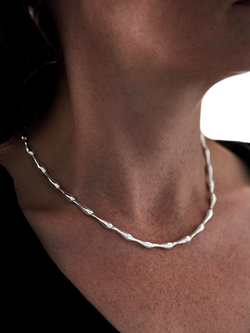 Nina B Sterling Silver Link Necklace, Silver - view 2, Silver