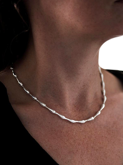 Nina B Sterling Silver Link Necklace, Silver - view 2, Silver
