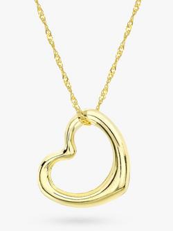 IBB 9ct Yellow Gold Twist Curb Chain Heart Pendant Necklace, Gold, Gold