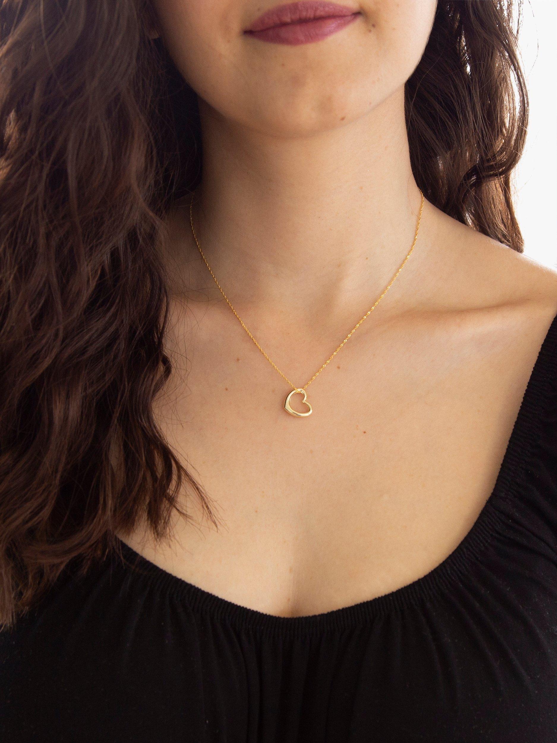 Product image 2 of 4, which shows IBB 9ct Yellow Gold Twist Curb Chain Heart Pendant Necklace, Gold