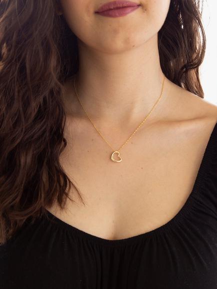 IBB 9ct Yellow Gold Twist Curb Chain Heart Pendant Necklace, Gold - view 2, Gold