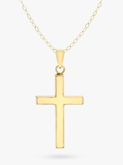 IBB 9ct Yellow Gold Cross Pendant Necklace, Gold, Gold