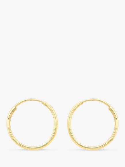 IBB 9ct Gold Plain Hoop Earrings, Gold