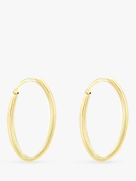 IBB 9ct Gold Plain Hoop Earrings - view 2, Gold