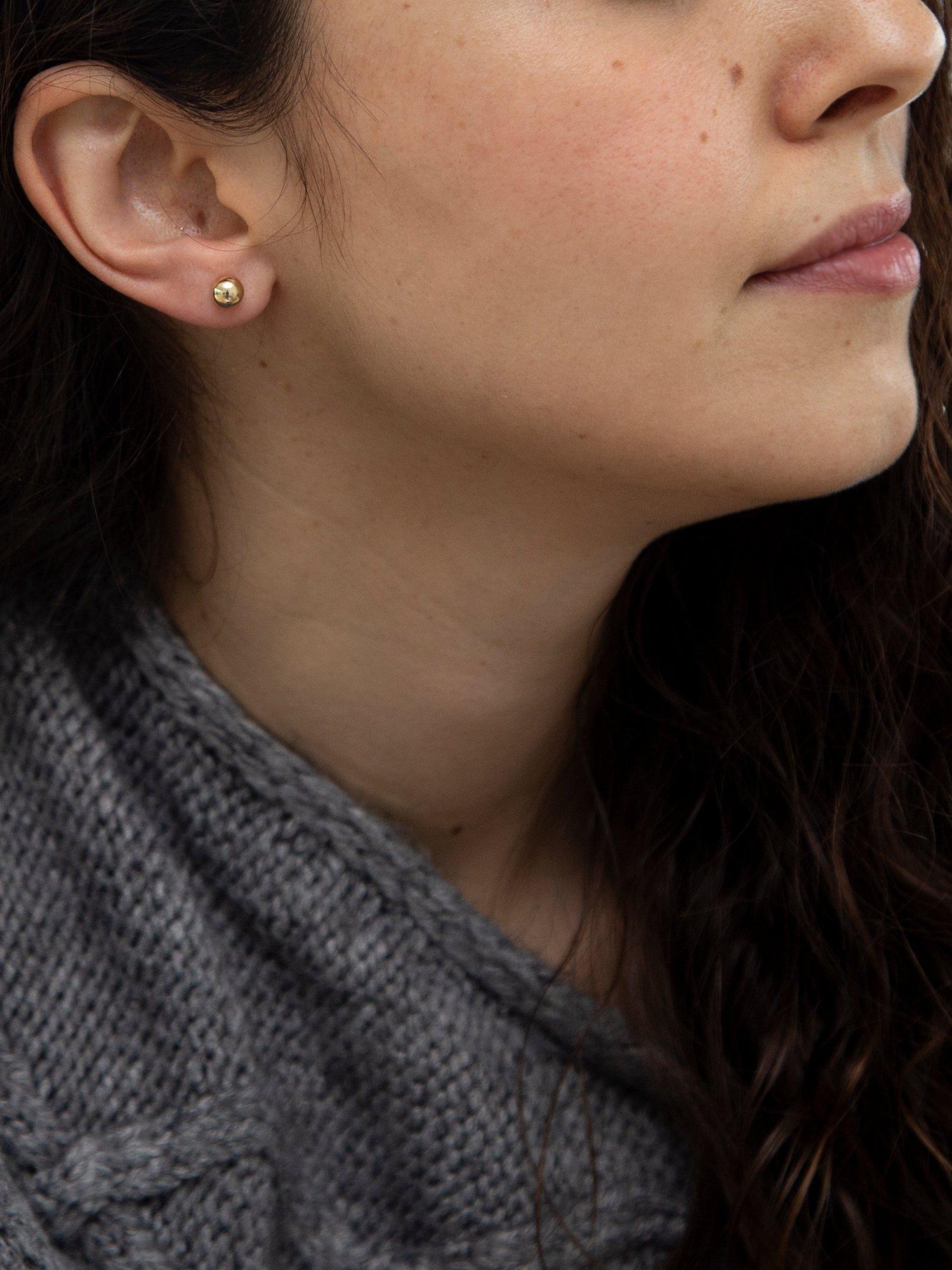 Product image 2 of 4, which shows IBB 9ct Yellow Gold 6mm Ball Stud Earrings, Yellow Gold
