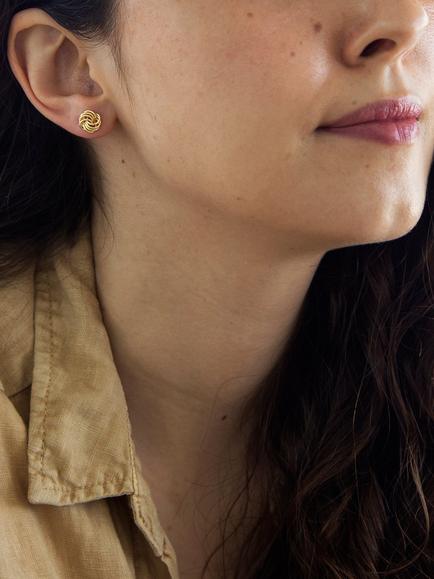 IBB 9ct Gold Mini Rose Stud Earrings, Gold - view 2, Gold