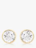 IBB 9ct Gold Round Cubic Zirconia Stud Earrings, Gold