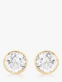 IBB 9ct Gold Round Cubic Zirconia Stud Earrings, Gold, Gold