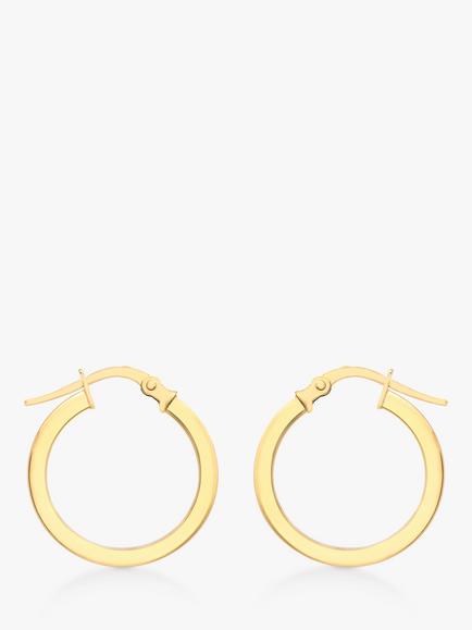 IBB 9ct Yellow Gold Creole Leverback Hoop Earrings, Gold, Gold