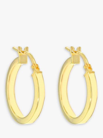 IBB 9ct Yellow Gold Creole Leverback Hoop Earrings, Gold - view 2, Gold