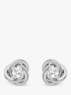 IBB 9ct White Gold Cubic Zirconia Knot Stud Earrings, White Gold, White Gold