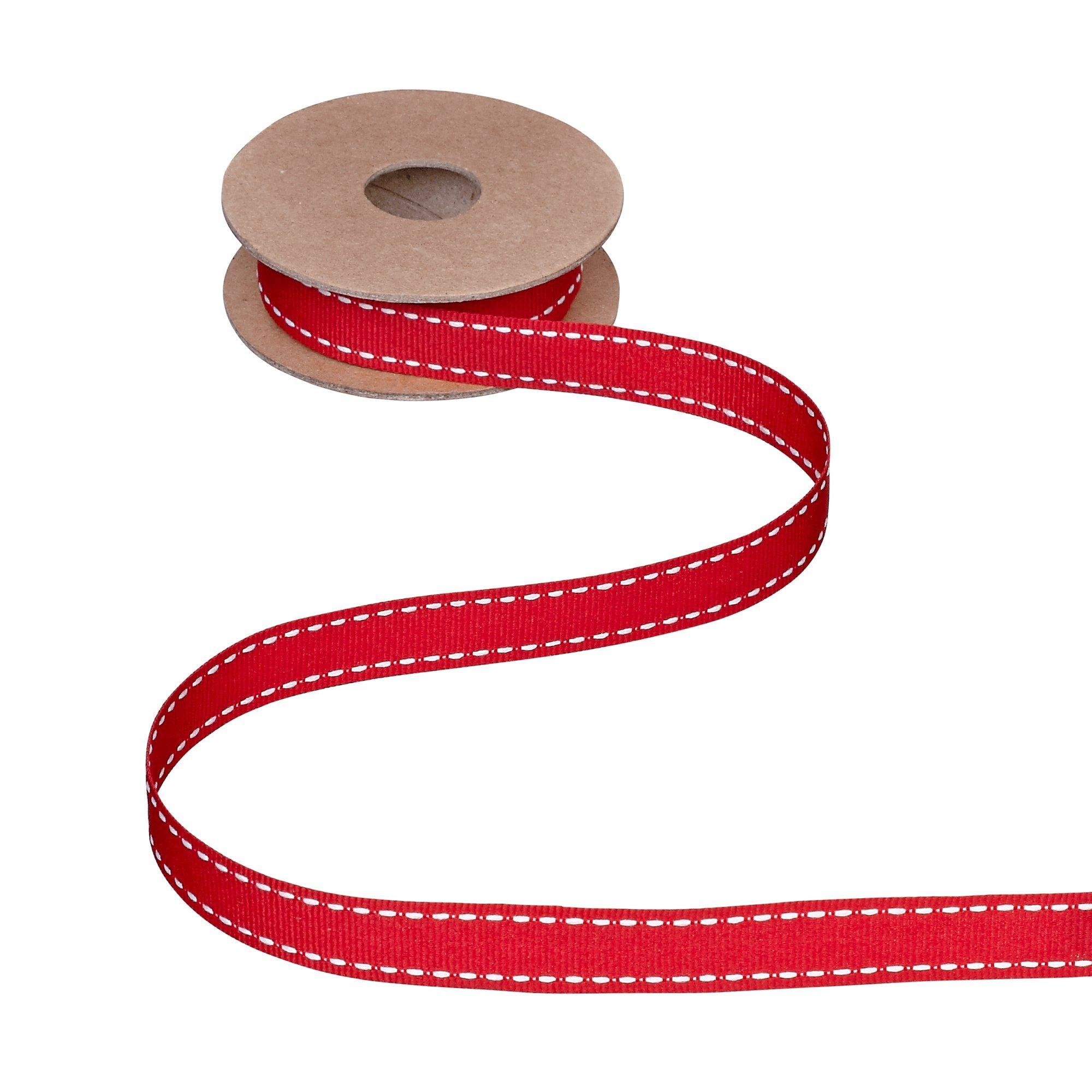 John Lewis Grosgrain Stitch Ribbon, 5m, Red