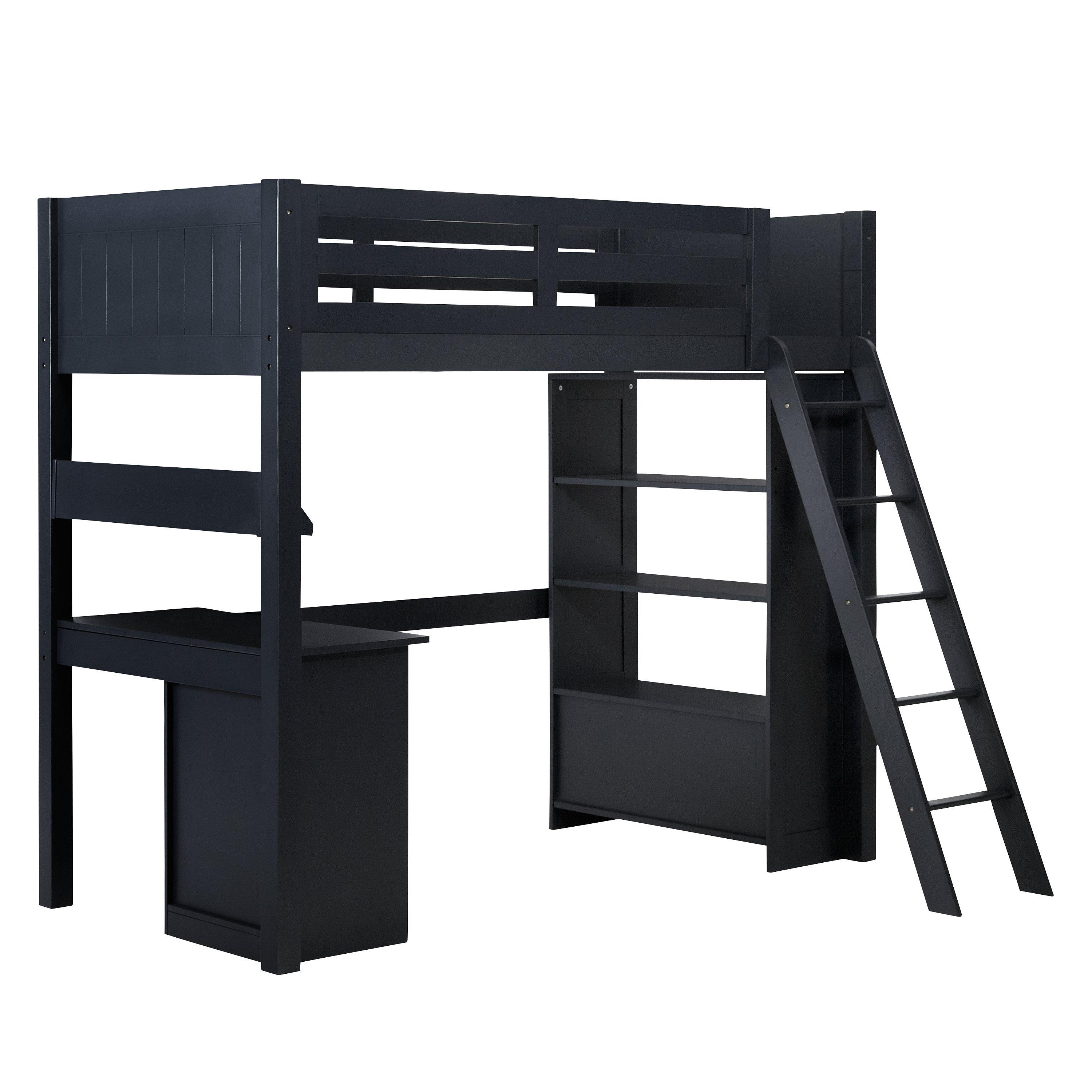 John Lewis Ashton High Sleeper with Bookcase and Desk, Blue