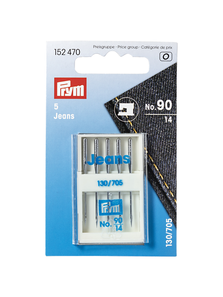 Prym Jeans Sewing Machine Needles, 130/705 90/14, Pack of 5, 