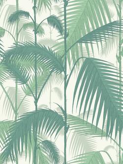 Cole & Son Palm Jungle Wallpaper, Forest Green On White, 95/1002