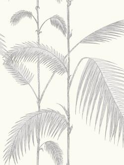 Cole & Son Palm Jungle Wallpaper, Soft Grey On White, 95/1008